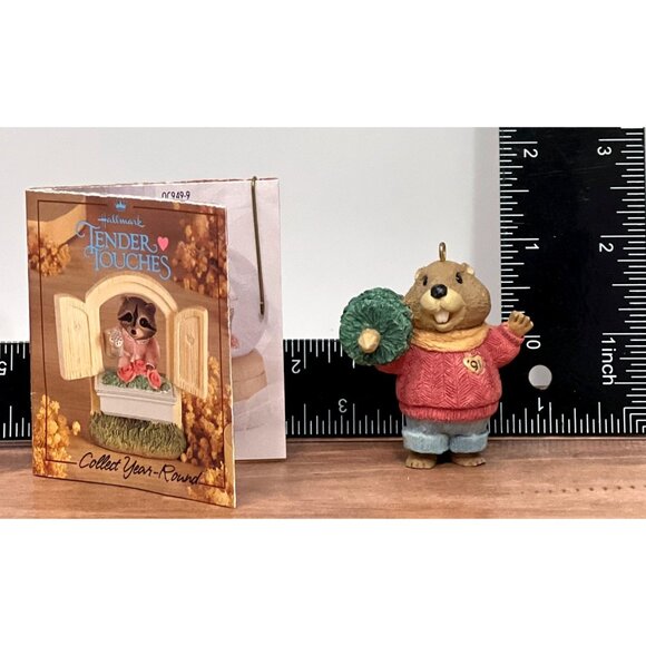 1991 HALLMARK KEEPSAKE ORNAMENT QX496-7 YULE LOGGER BEAVER - Picture 4 of 6